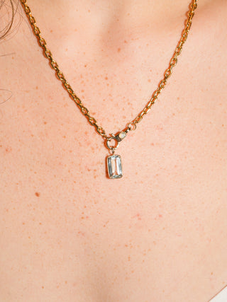 Dilly Dally Aquamarine Emerald Cut Charm in Yellow 14k Gold