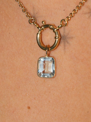 Ghouls Aquamarine Emerald Cut Charm in Yellow 14k Gold