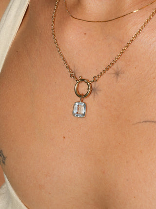 Ghouls Aquamarine Emerald Cut Charm in Yellow 14k Gold