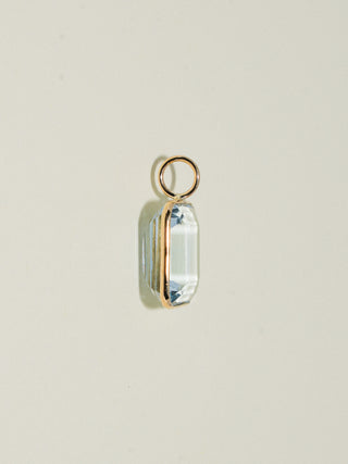 Underwater Aquamarine Emerald Cut Charm in Yellow 14k Gold