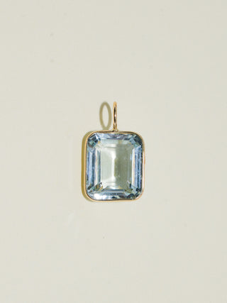 Underwater Aquamarine Emerald Cut Charm in Yellow 14k Gold