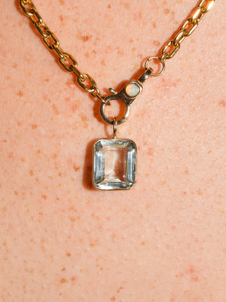 Underwater Aquamarine Emerald Cut Charm in Yellow 14k Gold