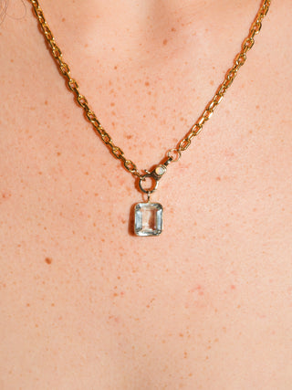Underwater Aquamarine Emerald Cut Charm in Yellow 14k Gold