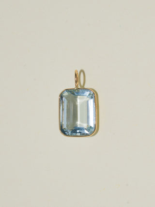 Orcas Island Aquamarine Emerald Cut Charm in Yellow 14k Gold