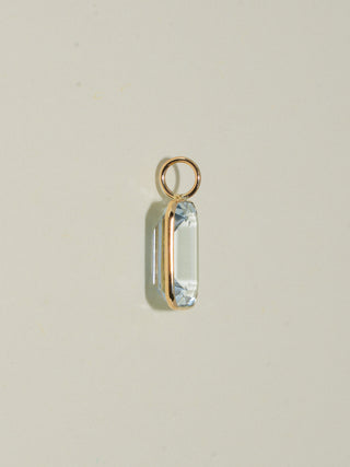 Orcas Island Aquamarine Emerald Cut Charm in Yellow 14k Gold