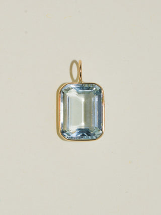 Orcas Island Aquamarine Emerald Cut Charm in Yellow 14k Gold