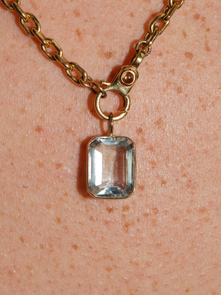 Orcas Island Aquamarine Emerald Cut Charm in Yellow 14k Gold