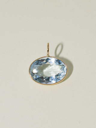 Frills Aquamarine East West Oval Cut Charm in Yellow 14k Gold