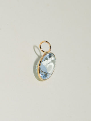 Frills Aquamarine East West Oval Cut Charm in Yellow 14k Gold