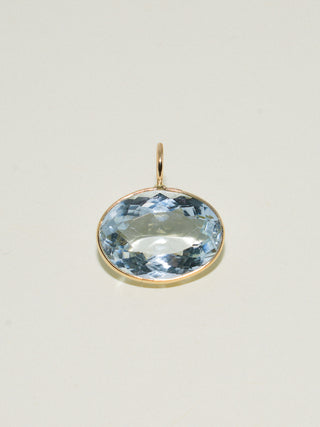 Frills Aquamarine East West Oval Cut Charm in Yellow 14k Gold