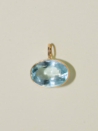 Coasting Aquamarine East West Oval Cut Charm in Yellow 14k Gold