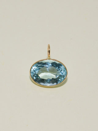 Coasting Aquamarine East West Oval Cut Charm in Yellow 14k Gold