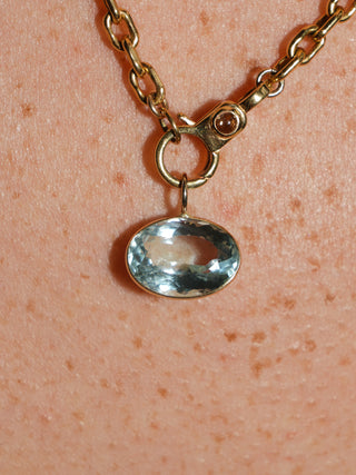 Coasting Aquamarine East West Oval Cut Charm in Yellow 14k Gold