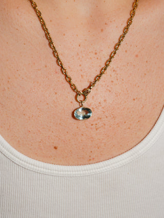 Coasting Aquamarine East West Oval Cut Charm in Yellow 14k Gold
