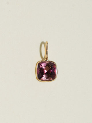 Late Night Pink Tourmaline Emerald Cut Charm in Yellow 14k Gold