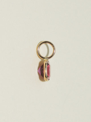 Late Night Pink Tourmaline Emerald Cut Charm in Yellow 14k Gold