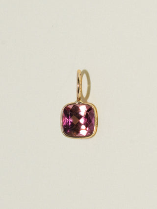 Late Night Pink Tourmaline Emerald Cut Charm in Yellow 14k Gold