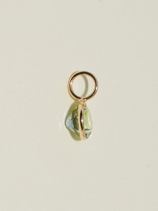 Seeee Green Tourmaline Round Cut Charm in Yellow 14k Gold