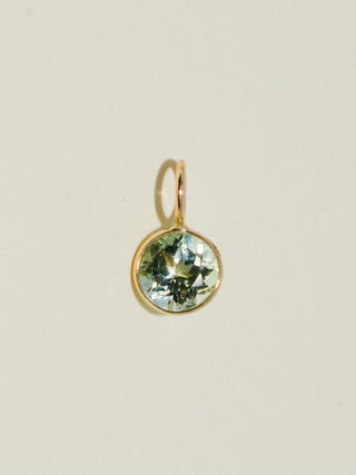 Seeee Green Tourmaline Round Cut Charm in Yellow 14k Gold