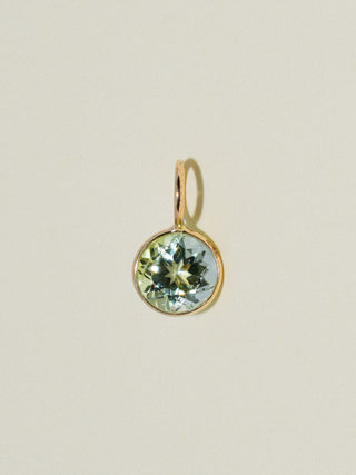 Seeee Green Tourmaline Round Cut Charm in Yellow 14k Gold