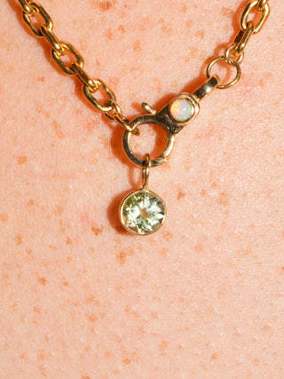 Seeee Green Tourmaline Round Cut Charm in Yellow 14k Gold