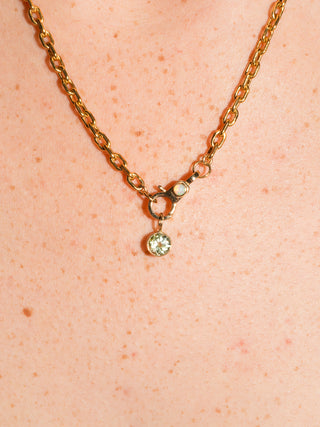 Seeee Green Tourmaline Round Cut Charm in Yellow 14k Gold