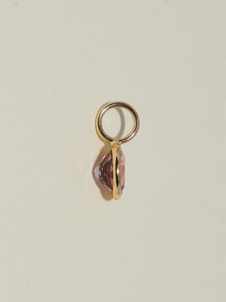 Belle Island Pink Tourmaline Oval Cut Charm in Yellow 14k Gold
