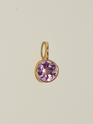 Belle Island Pink Tourmaline Oval Cut Charm in Yellow 14k Gold