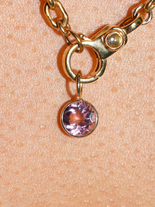 Belle Island Pink Tourmaline Oval Cut Charm in Yellow 14k Gold