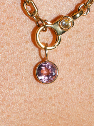 Belle Island Pink Tourmaline Oval Cut Charm in Yellow 14k Gold
