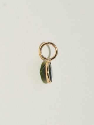 Tickled Teal Green Tourmaline Round Cut Charm in Yellow 14k Gold