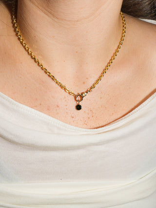 Tickled Teal Green Tourmaline Round Cut Charm in Yellow 14k Gold