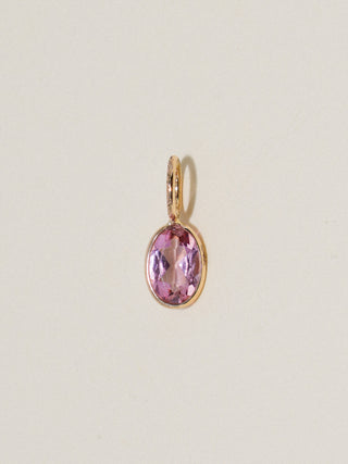 Candy Coated Pink Tourmaline Oval Cut Charm in Yellow 14k Gold