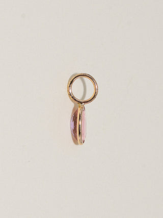 Candy Coated Pink Tourmaline Oval Cut Charm in Yellow 14k Gold
