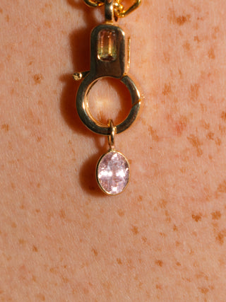 Mama Mia Pink Tourmaline Oval Cut Charm in Yellow 14k Gold