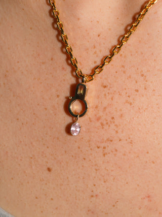 Mama Mia Pink Tourmaline Oval Cut Charm in Yellow 14k Gold
