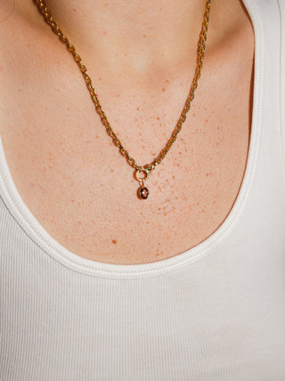 Peach Galette Pink Tourmaline Oval Cut Charm in Yellow 14k Gold