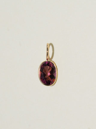 That's Right Pink Tourmaline Oval Cut Charm in Yellow 14k Gold
