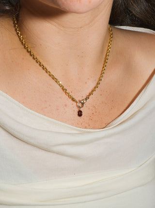 That's Right Pink Tourmaline Oval Cut Charm in Yellow 14k Gold