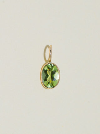 Go Go Green Tourmaline Oval Cut Charm in Yellow 14k Gold