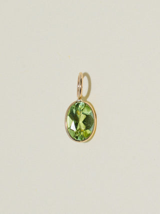 Go Go Green Tourmaline Oval Cut Charm in Yellow 14k Gold