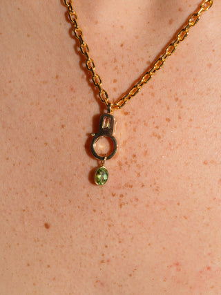 Go Go Green Tourmaline Oval Cut Charm in Yellow 14k Gold