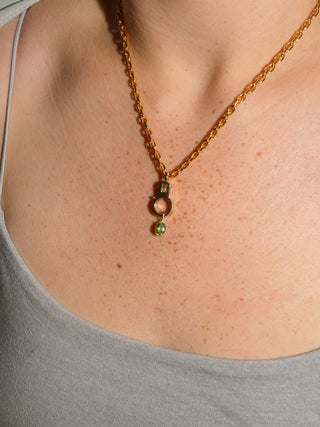 Go Go Green Tourmaline Oval Cut Charm in Yellow 14k Gold