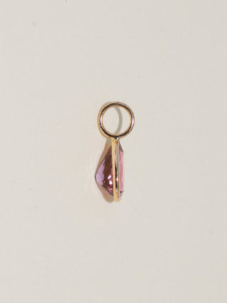 no tricks Pink Tourmaline Teardrop Cut Charm in Yellow 14k Gold