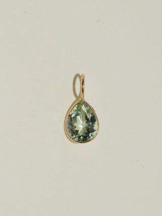 Botany Green Tourmaline Teardrop Cut Charm in Yellow 14k Gold