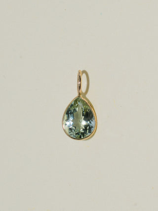 Botany Green Tourmaline Teardrop Cut Charm in Yellow 14k Gold