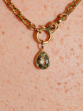 Botany Green Tourmaline Teardrop Cut Charm in Yellow 14k Gold