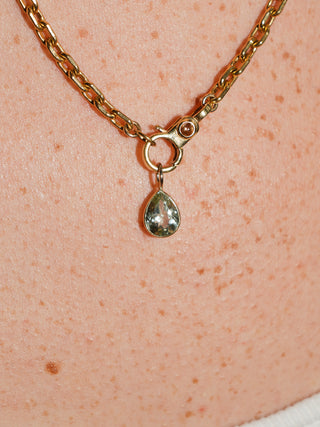 Botany Green Tourmaline Teardrop Cut Charm in Yellow 14k Gold