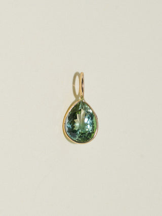 Mayhem Green Tourmaline Teardrop Cut Charm in Yellow 14k Gold