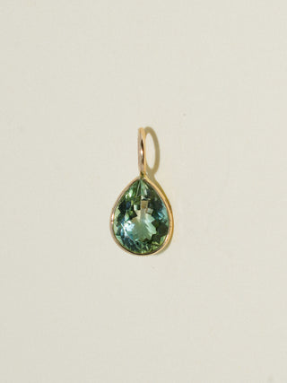 Mayhem Green Tourmaline Teardrop Cut Charm in Yellow 14k Gold